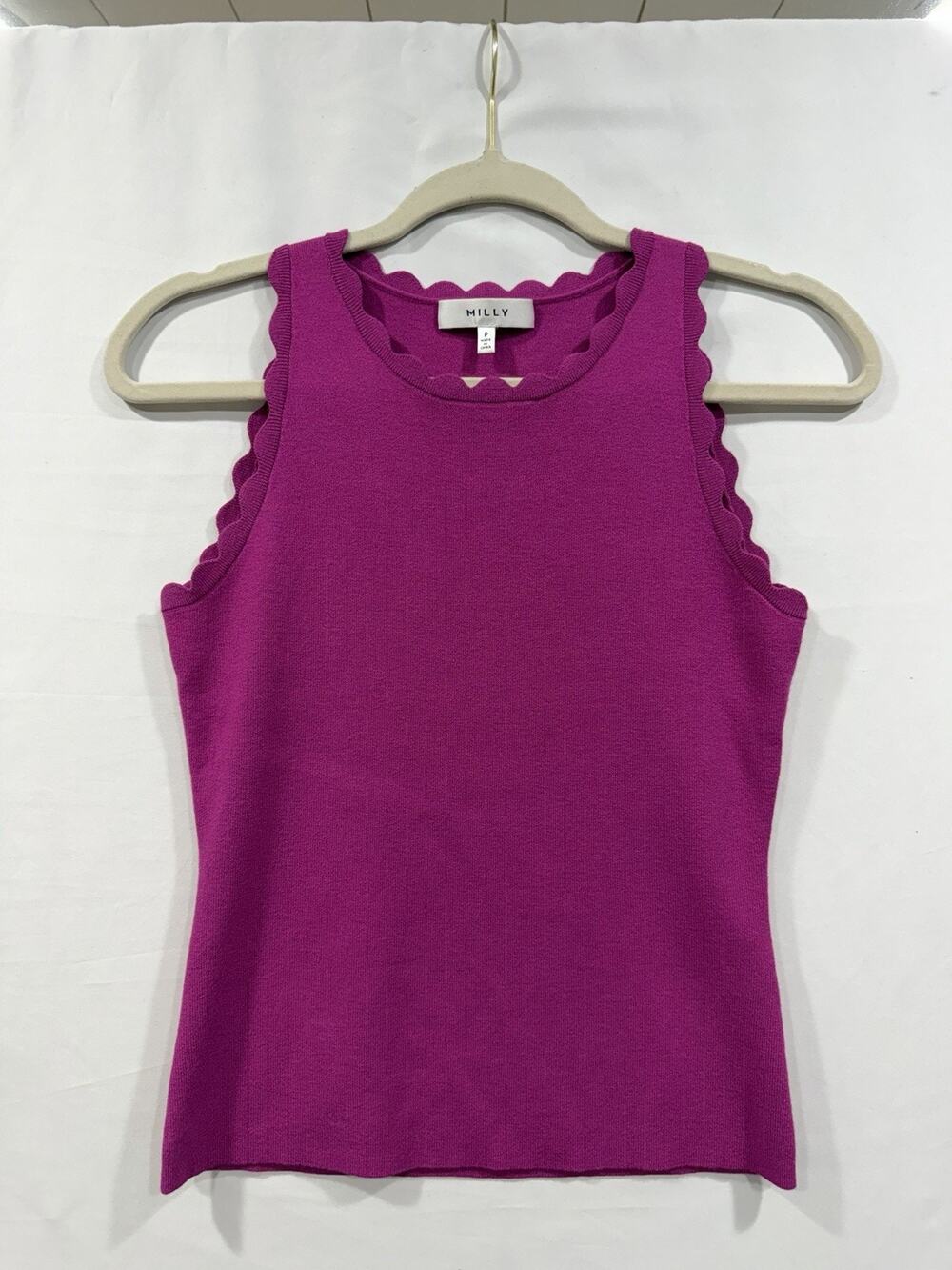 Molly Designer Scallop Pink Tank Top Sz P New York Corpcore Glam